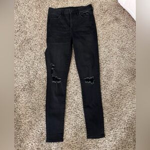 American Eagle Outfitters Women's Black Ripped Skinny Jeans